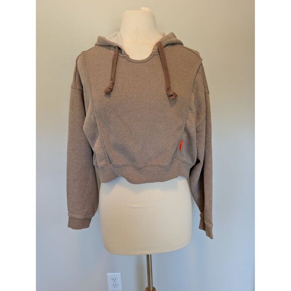 Nike Womens Cropped Training Hoodie Medium Brown Casual Sweatshirt Athletic - Picture 1 of 4
